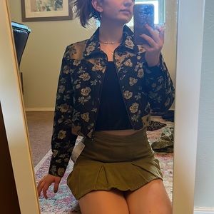Urban Outfitters Floral Brocade Cropped Jacket Med